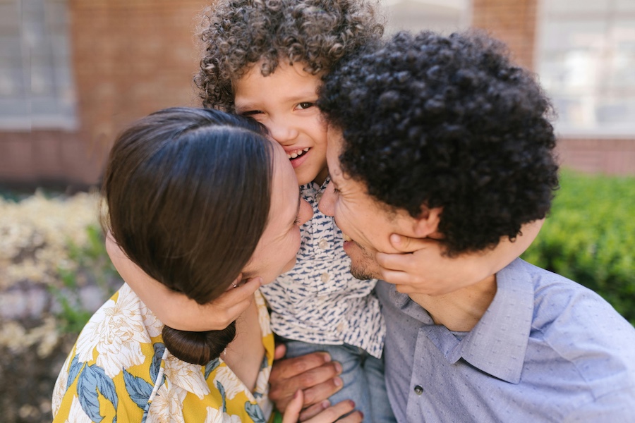 happy family of three